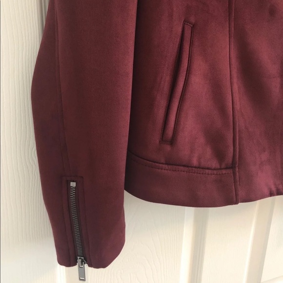 NWOT Old Navy Burgundy Faux Suede Moto Jacket - Picture 6 of 8